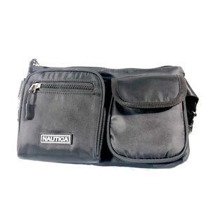 Nautica NWT Black Zip Fanny Pack Waist Bag Crossbody Multi-Pocket Adjustable